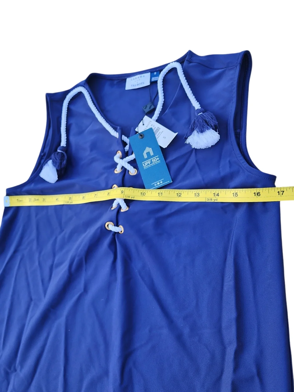 Cabana Life x Talbots Seychelles Blue Lace-Up Beach Dress UPF 50+ size Small